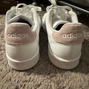 Adidas Kids White and Light Pink Sneakers